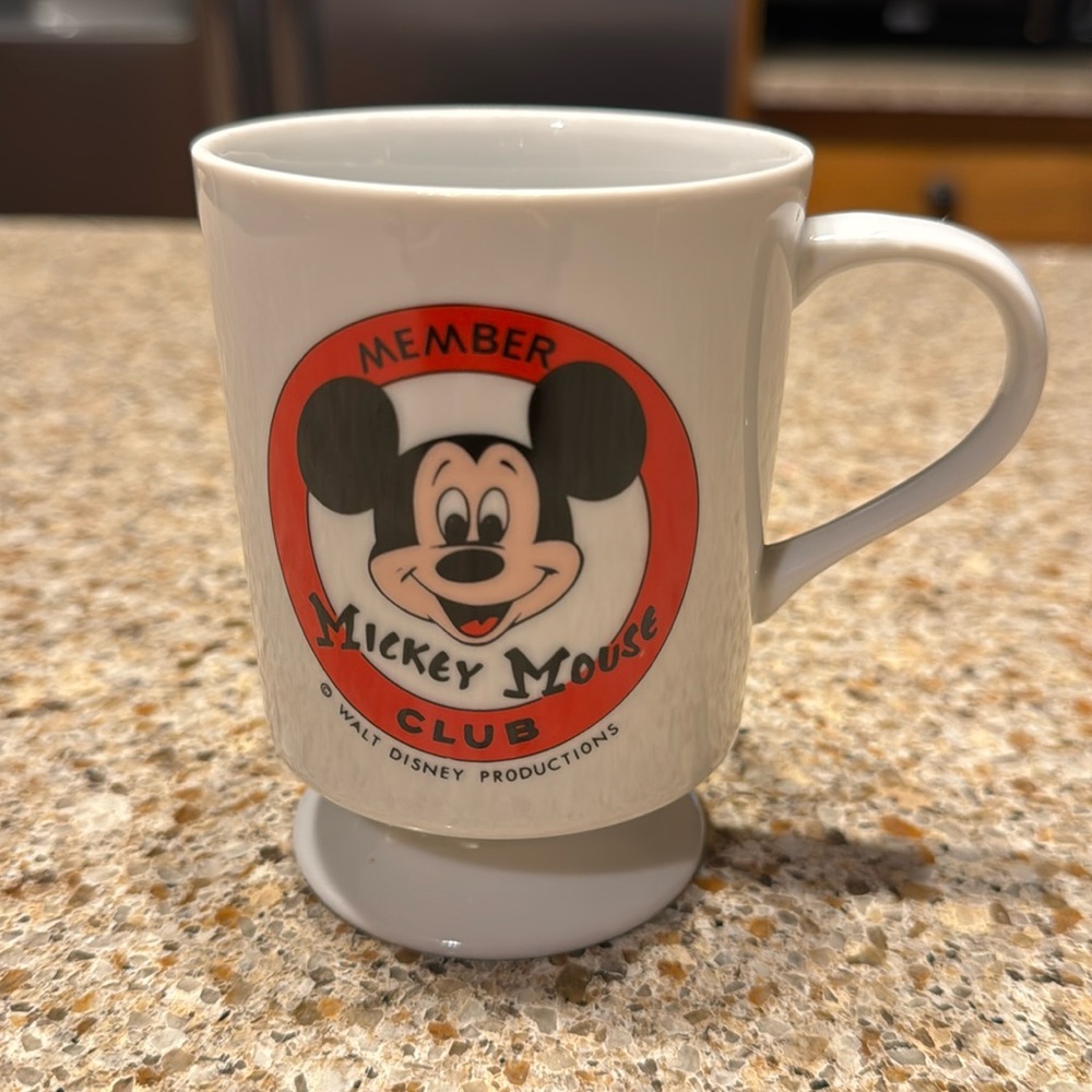 Vintage Disney Mickey Mouse Club Member Footed Mug.  Walt Disney Productions